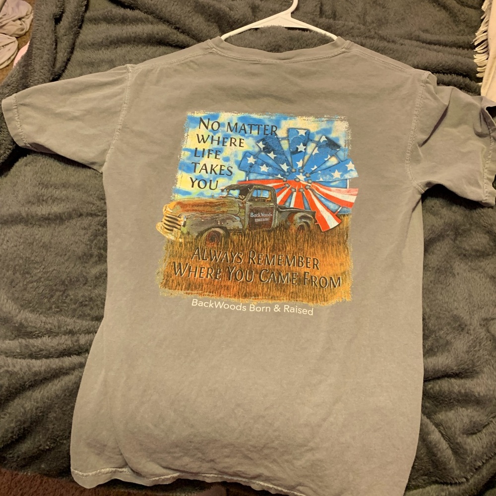 backwoods born and raised grey t-shirt